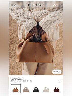 NWT! Authentic! Polene Numéro Neuf Textured Camel - Retail $610